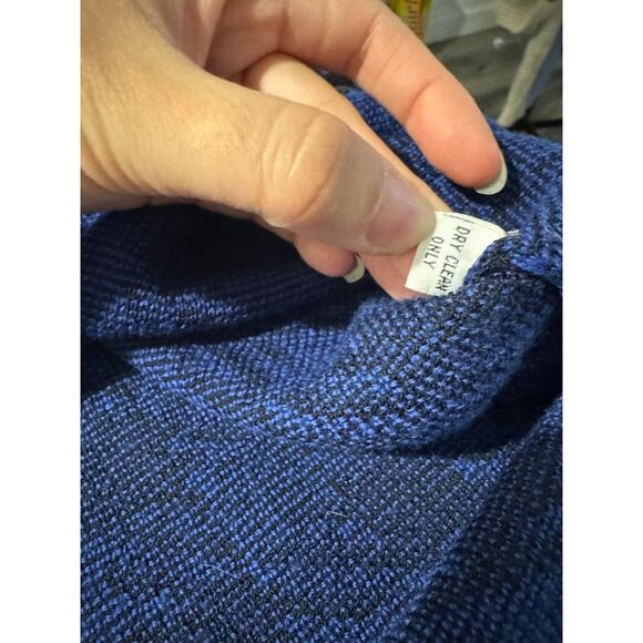 St. john for I.Magnin Vintage Blue Black Checkered Plaid Cardigan Sweater Small - Picture 4 of 12